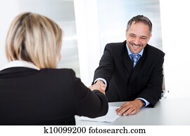 geschäftsmann, an, dass, interview, handgeben