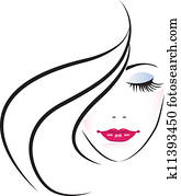 gesicht, von, hübsche frau, silhouette gesicht, von, hübsche frau, silhouette