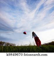 Girl on grassland Girl on grassland