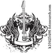 gitarre, mit, wings,, muster gitarre, mit, wings,, muster