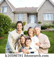 glad familie, nær, ny, house.