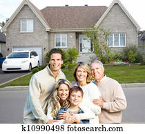 glad familie, nær, ny, house.