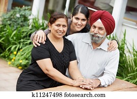 glad, indisk, voksen, folk, familie