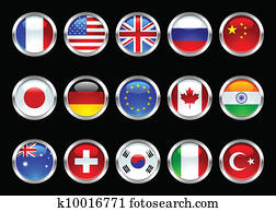 glanzend, wereld, vlaggetjes