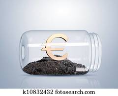 Glass jar with money