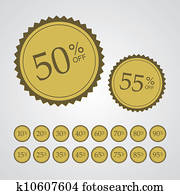 Gold Percentage Off Stickers