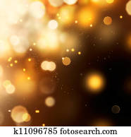 Golden Abstract Bokeh Background. Gold Dust over Black