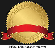 Golden blank label with red 