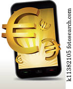 Golden Euros Inside Smartphone