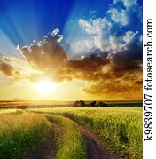 good sunset over rural road