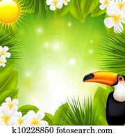 Green Background With Tropical Elements Green Background With Tropical Elements