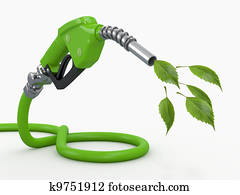 Green conservation. Gas pump nozzle and leaf Green conservation. Gas pump nozzle and leaf