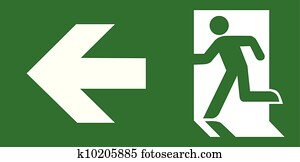 Green emergency exit sign Green emergency exit sign