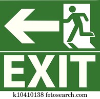 Green exit emergency sign Green exit emergency sign