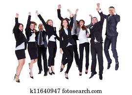 Group of jubilant business people