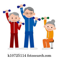 Group of older mature people liftin Group of older mature people liftin