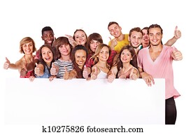 Group people holding banner. Group people holding banner.