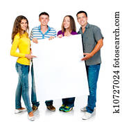 group people with banner group people with banner