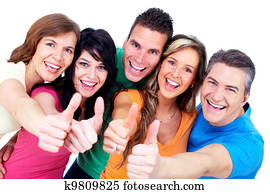 grupo, de, feliz, personas.