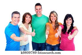 grupo, de, feliz, personas.