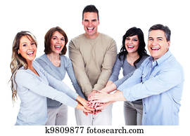 grupo, de, feliz, personas.