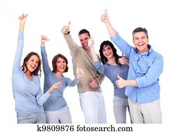 grupo, de, feliz, personas.