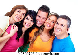 grupo, de, feliz, personas.