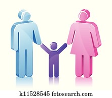 grupo, de, figuras vara, represente, um, família, de, pai, filho, mãe, daughter.