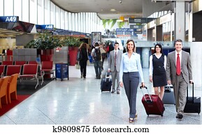 gruppe geschäftsleute, an, dass, flughafen.