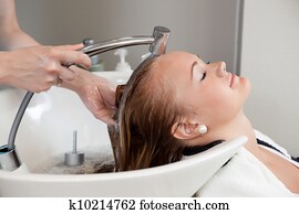 haar, waschen, an, salon haar, waschen, an, salon
