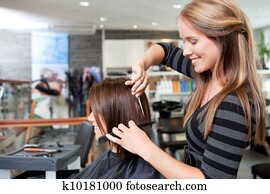 Hairdresser Cutting Client's Hair Hairdresser Cutting Client's Hair