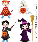 halloween, tromper traiter, childr