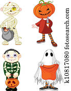 halloween, tromper traiter, childr