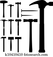 Hammers vector silhouette Hammers vector silhouette