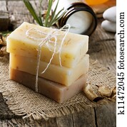 Handmade Soap closeup. Spa products Handmade Soap closeup. Spa products