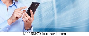 Hands of woman with a smartphone. Hands of woman with a smartphone.