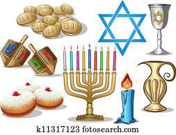 hanukkah, símbolos, pacote