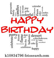 Happy Birthday Word Cloud Concept in red & black Happy Birthday Word Cloud Concept in red & black