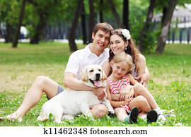 Happy family having fun outdoors