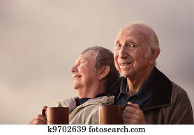 Happy Senior Citizen Couple Outside