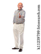 happy senior man shows thumbs up