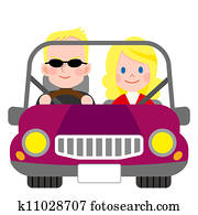 Happy smiling couple in a car Happy smiling couple in a car