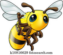 Happy waving cartoon bee Happy waving cartoon bee