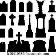 Headstone and gravestone silhouette Headstone and gravestone silhouette