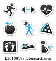 Health and fitness icons set Health and fitness icons set
