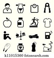 Health, fitness and diet icons Health, fitness and diet icons
