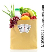 Healthy diet. Fresh food in a paper bag