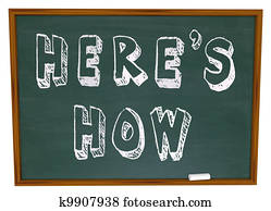 Here's How Advice Instructions Words on Chalkboard Here's How Advice Instructions Words on Chalkboard