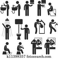 higiene pessoal, em, banheiro