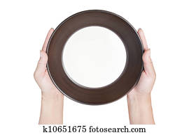 hnedý, kuchyňa, ilustrácia, jeden, hand holding, od, top vyhlad, on background, biely